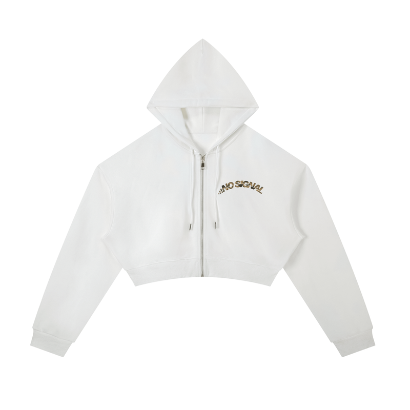 NO SIGNAL WOMENS CROPPED ZIP-UP HOODIE
